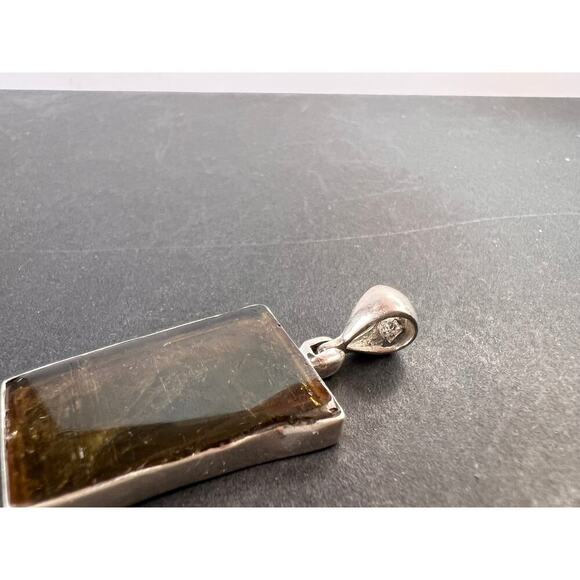 NEW Green watermelon tourmaline sterling silver pendant 4.97 grams - Picture 6 of 10